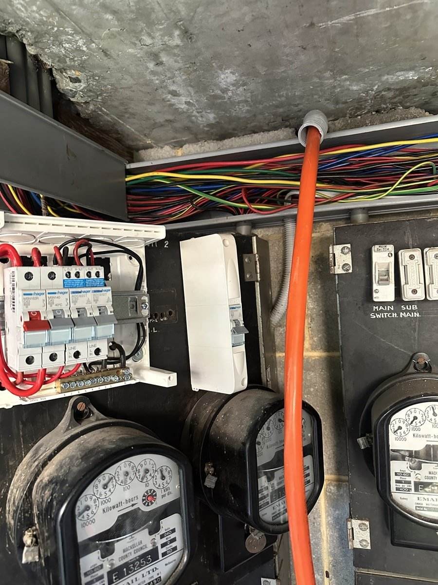 Meter panel with tidy wiring after an upgrade
