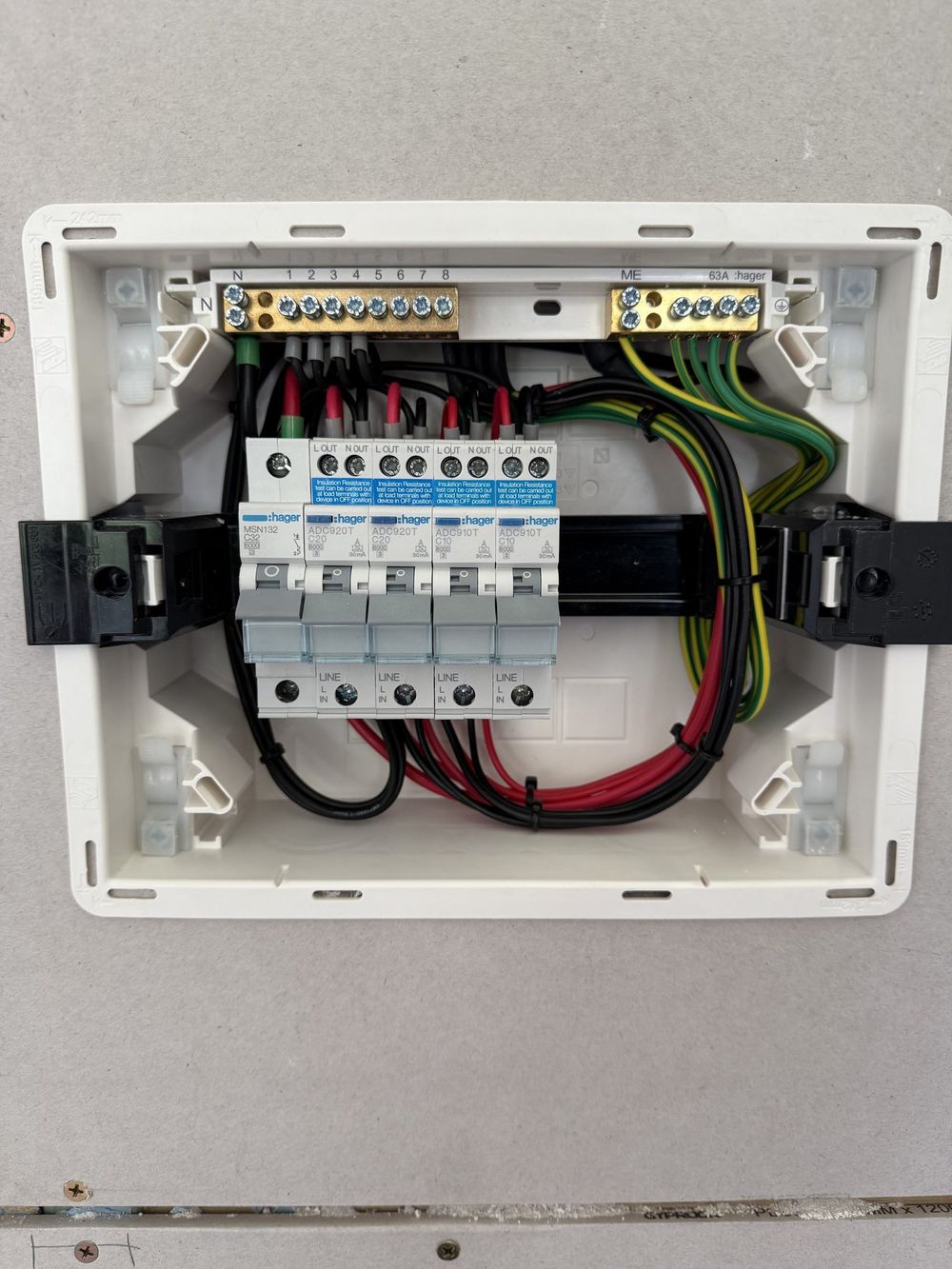 Compact switchboard enclosure wired and labelled